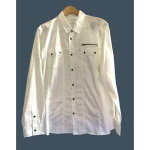 GUESS- MENS WHITE BUTTON-DOWN LONG SLEEVE 100 COTTON SHIRT SIZE XX-LARGE